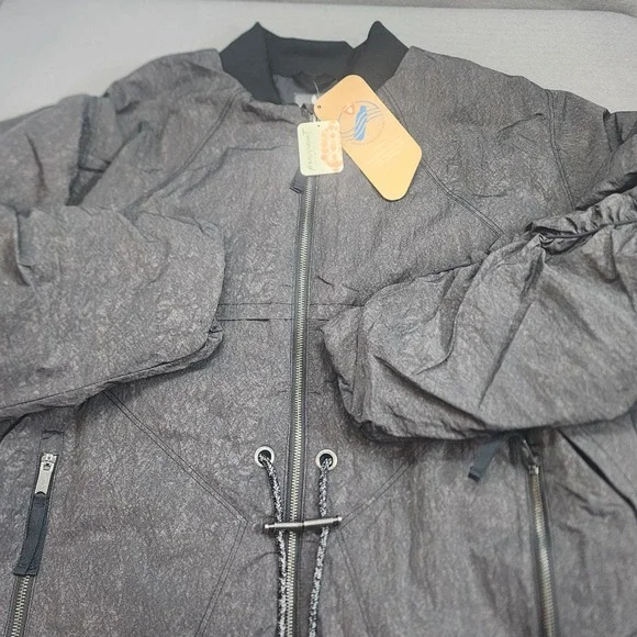 Free People Movement Bomber Jacket Black Primaloft Ruched Oversized Women's Sz M - Picture 1 of 7